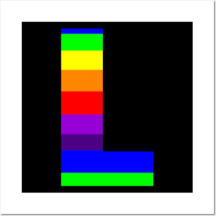 The Letter L in Rainbow Stripes Posters and Art